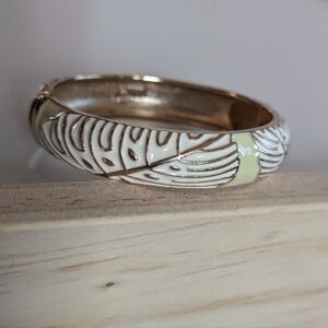 Sequin Elegant Gold and Cream Leaf Bangle